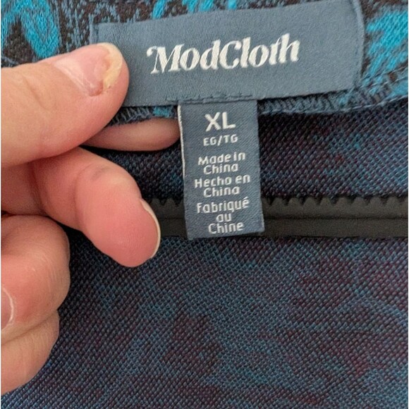 Modcloth‎ Thoughtful And Sweet A-Line Blue Feather Dress Size XL - Picture 3 of 7